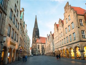 Prinzipalmarkt Münster Blick auf Lambertikirche